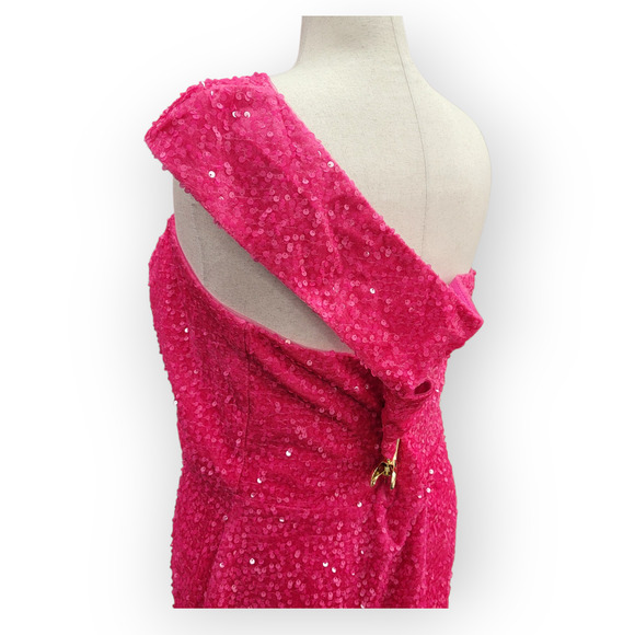 Hot Pink Evening Gown Size 24 - Picture 7 of 11